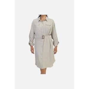 Calvin Klein Kahki Latte Midi Shirt Dress Women's Medium